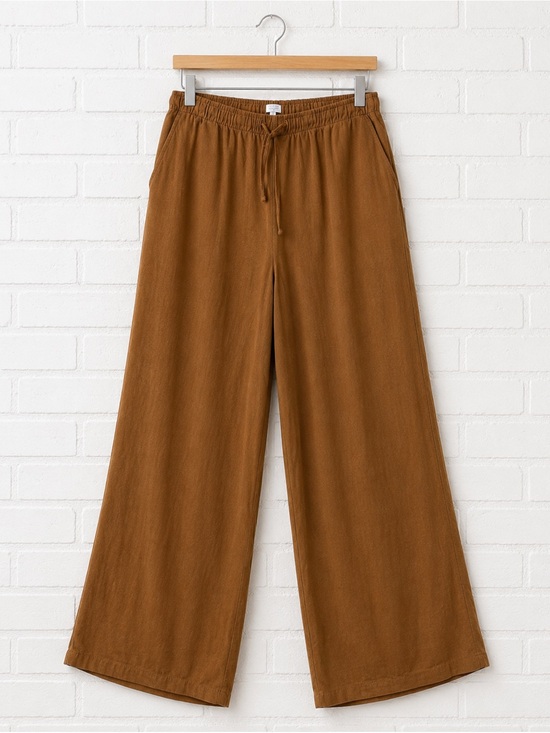 blenca Pants - Blenca Viscose Linen Blend Wide-Leg Pants Sz XL Brown Flowy Minimalist Vacation